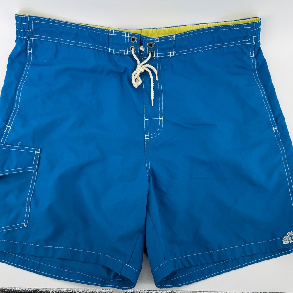 Caribbean Joe‎ Swim Trunks Mens Large Blue Board Shorts Mesh Lined Cargo Pocket